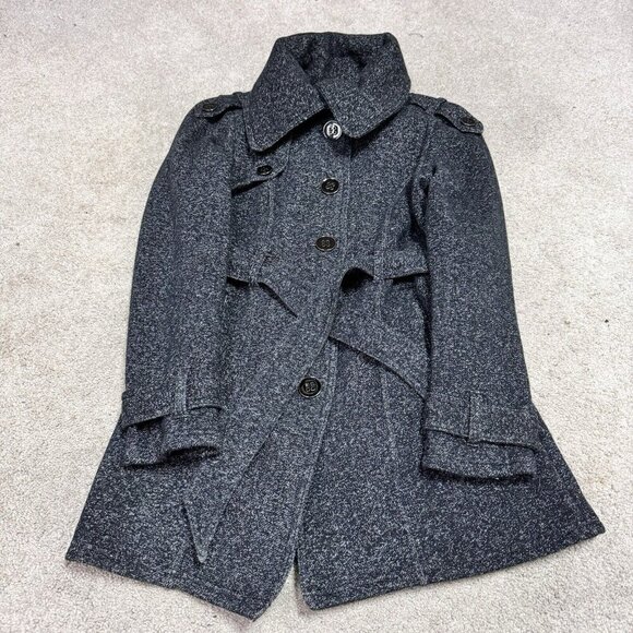 Iz Byer Coat Gray Long Sleeve Button Up Belted Women’s Size Small - Picture 1 of 11